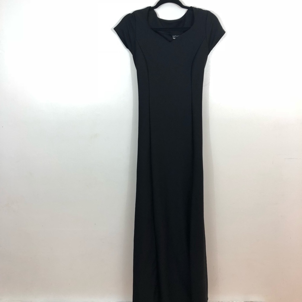 Long black tie back dress
